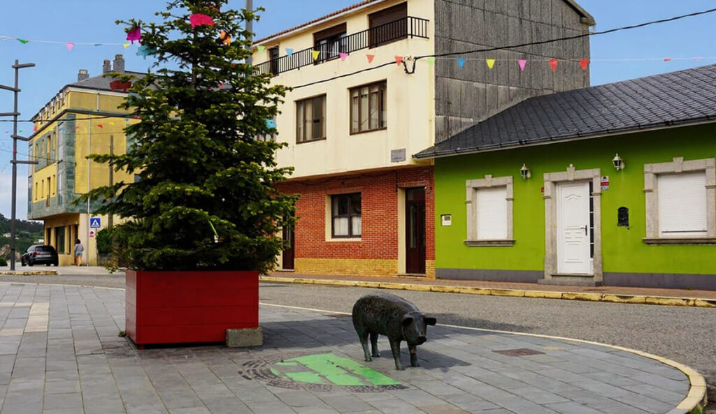 o porco Antón, el emblema de O Porto de Espasante